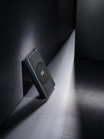 Terra 5000mAh Powerbank aus RCS Aluminium, 5W Wireless grau bedrucken, Art.-Nr. P322.642