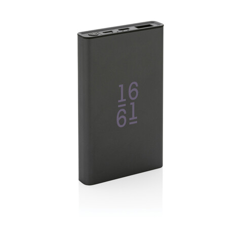 Terra 5.000 mAhPowerbank aus RCS recyceltem Aluminium grau bedrucken, Art.-Nr. P322.682