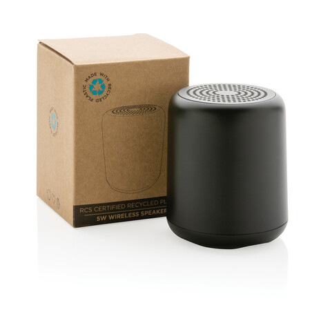 5W Wireless Speaker aus RCS recyceltem Kunststoff schwarz bedrucken, Art.-Nr. P329.851