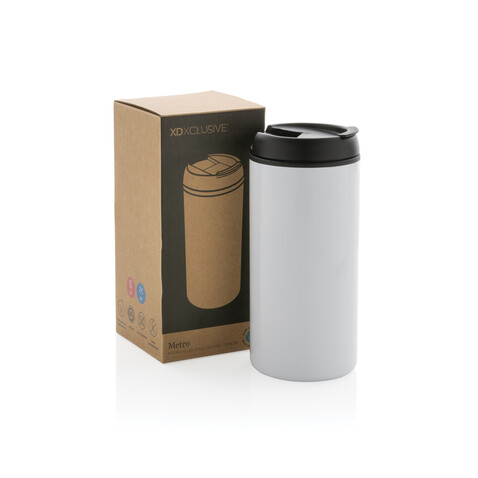 Metro Becher Becher aus RCS recyceltem Stainless-Steel weiß bedrucken, Art.-Nr. P435.043