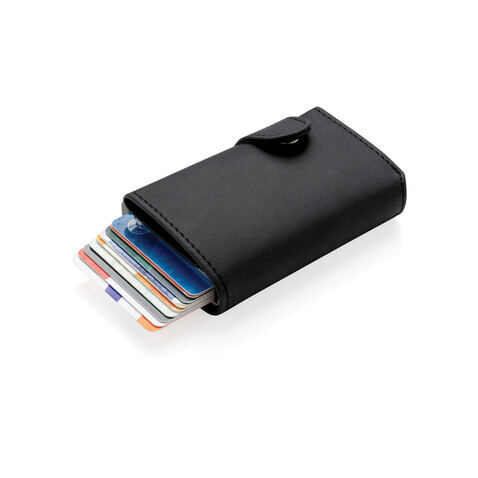 Aluminium RFID Kartenhalter mit PU-Börse schwarz bedrucken, Art.-Nr. P850.341