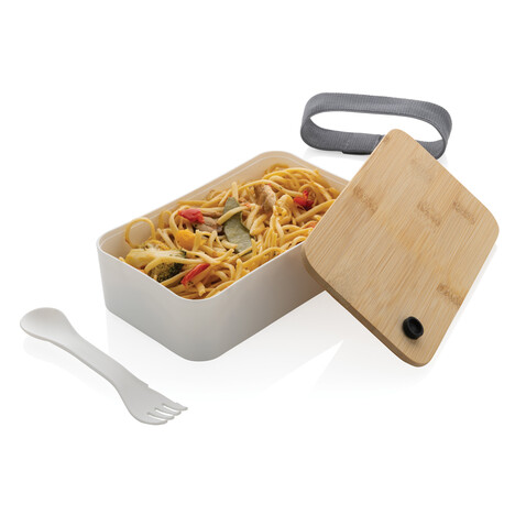 RCS RPP Lunchbox mit Bambusdeckel weiß bedrucken, Art.-Nr. P269.103