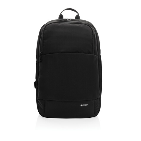Swiss Peak AWARE™ moderner 15,6&quot; Laptop-Rucksack schwarz bedrucken, Art.-Nr. P763.101
