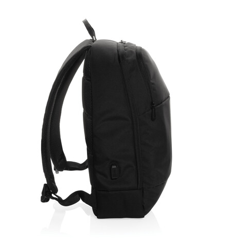Swiss Peak AWARE™ moderner 15,6&quot; Laptop-Rucksack schwarz bedrucken, Art.-Nr. P763.101