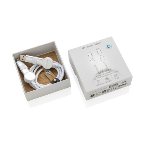 Oakland RCS rKunststoff 1,2m 6-in-1 Fast-Charging 45W Kabel weiß bedrucken, Art.-Nr. P302.703