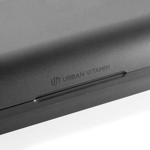Urban Vitamin Pacifica Ohrhörer aus RCS recycelt. Kunststoff grau bedrucken, Art.-Nr. P329.772
