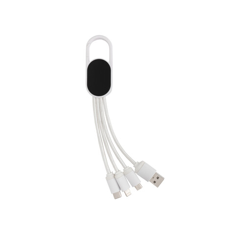 4-in-1 Kabel mit Karabiner-Clip weiß bedrucken, Art.-Nr. P302.073