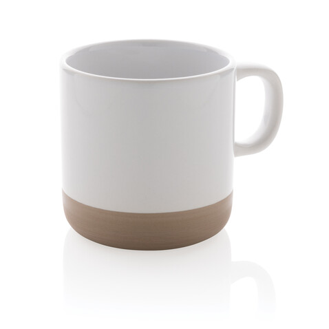 Becher aus glasiertem Keramik, 360ml weiß bedrucken, Art.-Nr. P434.113