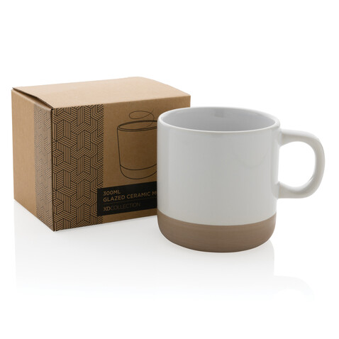 Becher aus glasiertem Keramik, 360ml weiß bedrucken, Art.-Nr. P434.113