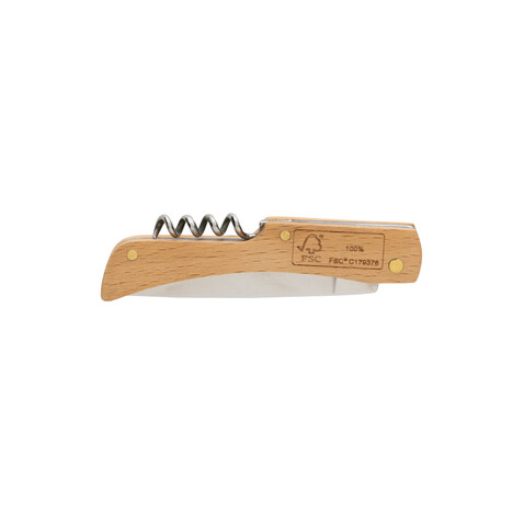 Holzmesser mit Korkenzieher braun bedrucken, Art.-Nr. P414.019