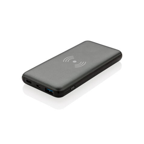 10.000 mAh FastCharging 10W Wireless Powerbank mit PD grau bedrucken, Art.-Nr. P322.142
