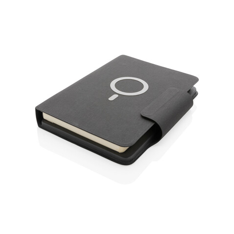 Artic magnetisches 10W Wireless Charging Notizbuch schwarz bedrucken, Art.-Nr. P774.312