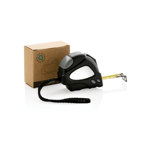 Auto-Stop-Maßband aus recyceltem Kunststoff, 3m/16mm schwarz bedrucken, Art.-Nr. P112.161