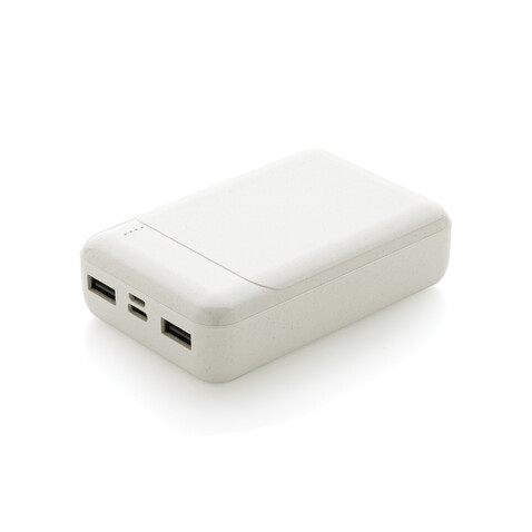 10.000 mAh Powerbank aus RCS Standard recyceltem Kunststoff weiß bedrucken, Art.-Nr. P322.663
