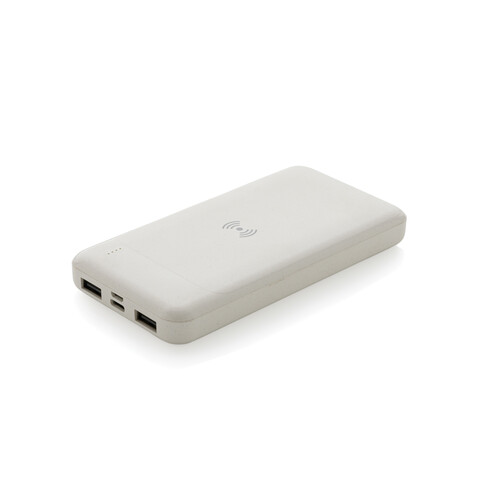 Wireless Powerbank aus RCS Standard recyceltem Kunststoff weiß bedrucken, Art.-Nr. P322.673