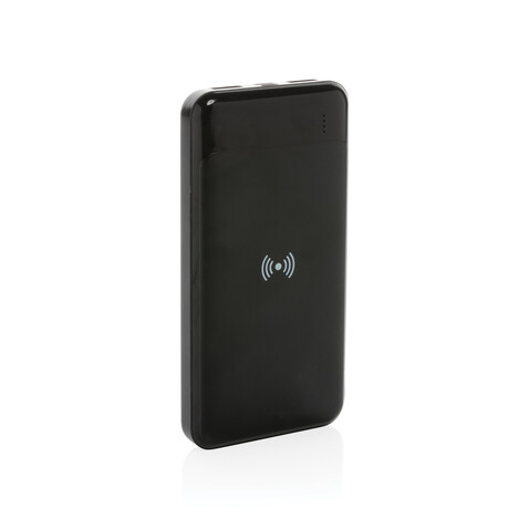 Wireless Powerbank aus RCS Standard recyceltem Kunststoff schwarz bedrucken, Art.-Nr. P322.671