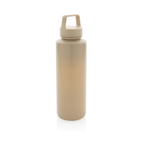 Wasserflasche mit Henkel aus RCS rPP braun bedrucken, Art.-Nr. P435.019