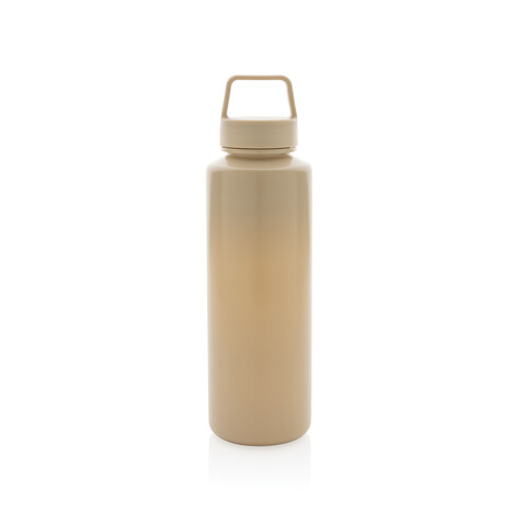 Wasserflasche mit Henkel aus RCS rPP braun bedrucken, Art.-Nr. P435.019