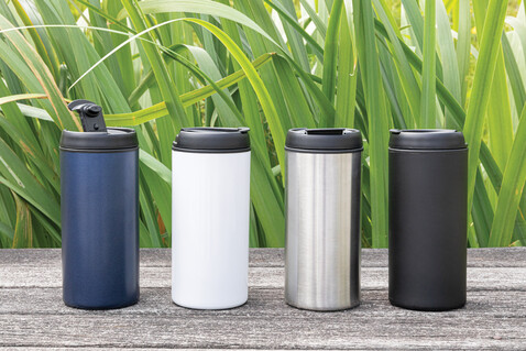 Metro Becher Becher aus RCS recyceltem Stainless-Steel blau bedrucken, Art.-Nr. P435.045