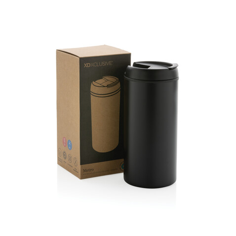 Metro Becher Becher aus RCS recyceltem Stainless-Steel schwarz bedrucken, Art.-Nr. P435.041
