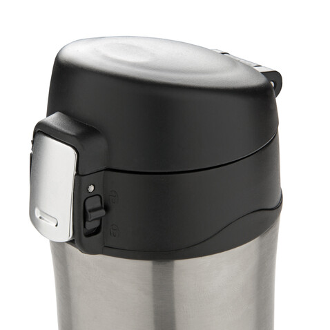 Easy-Lock Vakuum-Becher aus RCS recyceltem Stainless-Steel silber bedrucken, Art.-Nr. P435.062
