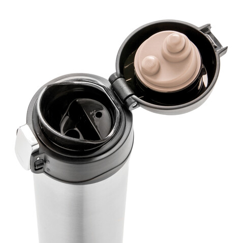 Easy-Lock Vakuum-Becher aus RCS recyceltem Stainless-Steel silber bedrucken, Art.-Nr. P435.062