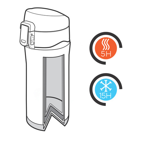 Easy-Lock Vakuum-Becher aus RCS recyceltem Stainless-Steel silber bedrucken, Art.-Nr. P435.062