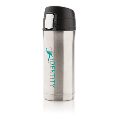 Easy-Lock Vakuum-Becher aus RCS recyceltem Stainless-Steel silber bedrucken, Art.-Nr. P435.062