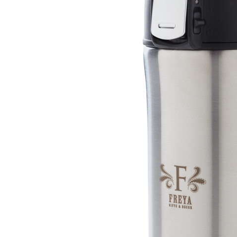 Easy-Lock Vakuum-Becher aus RCS recyceltem Stainless-Steel silber bedrucken, Art.-Nr. P435.062