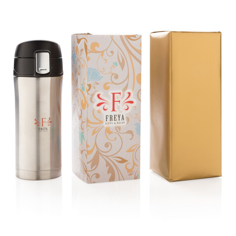 Easy-Lock Vakuum-Becher aus RCS recyceltem Stainless-Steel silber bedrucken, Art.-Nr. P435.062