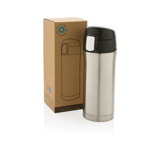 Easy-Lock Vakuum-Becher aus RCS recyceltem Stainless-Steel silber bedrucken, Art.-Nr. P435.062