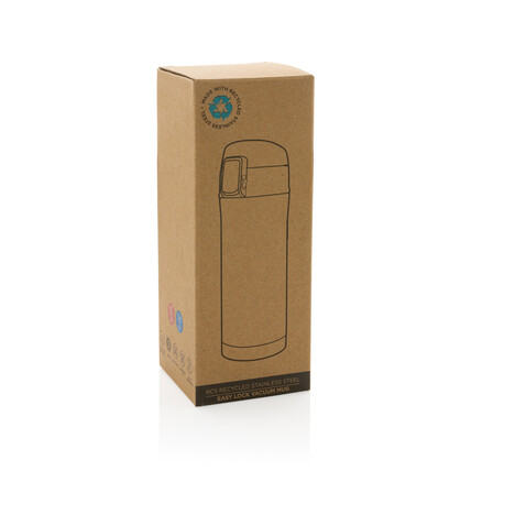 Easy-Lock Vakuum-Becher aus RCS recyceltem Stainless-Steel silber bedrucken, Art.-Nr. P435.062