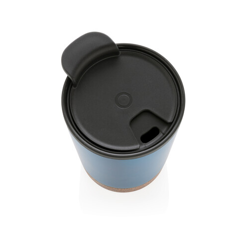 GRS rPP Edelstahl-Kaffeebecher mit Kork blau bedrucken, Art.-Nr. P435.075