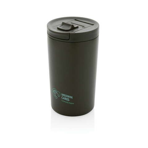 Doppelwandiger Vakuum-Becher aus RCS recyceltem SS grün bedrucken, Art.-Nr. P435.097