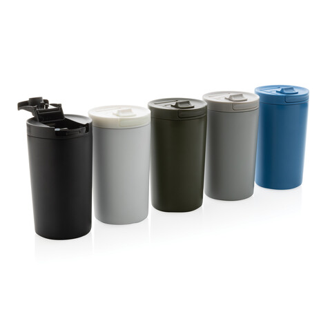 Doppelwandiger Vakuum-Becher aus RCS recyceltem SS grün bedrucken, Art.-Nr. P435.097
