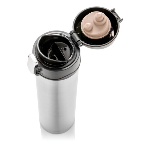 Easy Lock Vakuum-Flasche aus RCS recyceltem Stahl silber bedrucken, Art.-Nr. P435.502