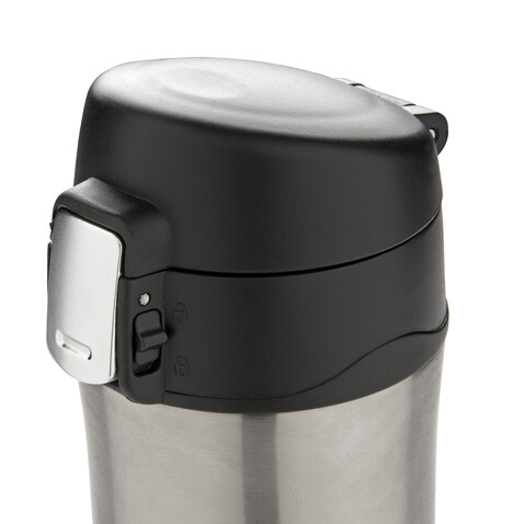 Easy Lock Vakuum-Flasche aus RCS recyceltem Stahl silber bedrucken, Art.-Nr. P435.502