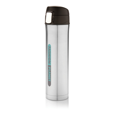 Easy Lock Vakuum-Flasche aus RCS recyceltem Stahl silber bedrucken, Art.-Nr. P435.502