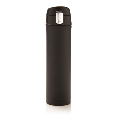 Easy Lock Vakuum-Flasche aus RCS recyceltem Stahl schwarz bedrucken, Art.-Nr. P435.501