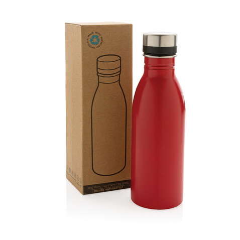 Deluxe Wasserflasche aus RCS recyceltem Stainless-Steel rot bedrucken, Art.-Nr. P435.714