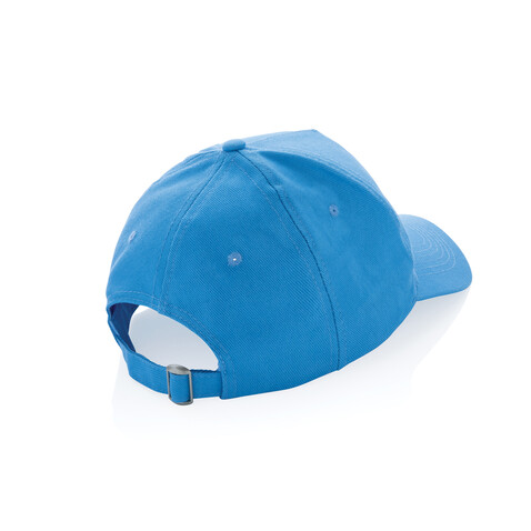 Impact 5 Panel Kappe aus 280gr rCotton mit AWARE™ Tracer tranquil blue bedrucken, Art.-Nr. P453.475