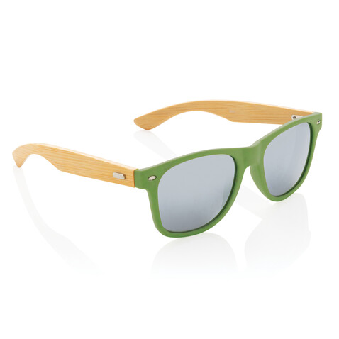 Sonnenbrille aus Bambus und RCS recyceltem Kunststoff grün bedrucken, Art.-Nr. P453.977