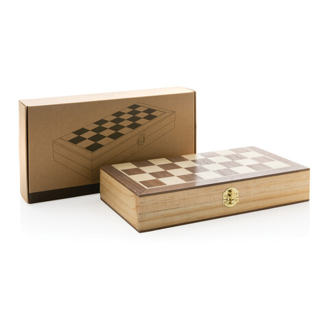 Faltbares Schachspiel aus Holz braun bedrucken, Art.-Nr. P940.129