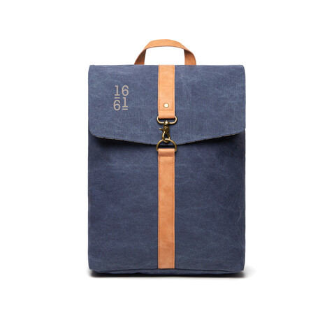 VINGA Bosler Rucksack aus GRS recyceltem Canvas navy blau bedrucken, Art.-Nr. 521021