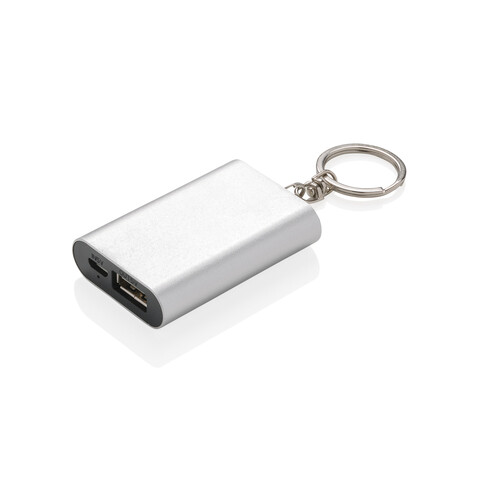 1.000 mAh Schlüsselanhänger Powerbank silber bedrucken, Art.-Nr. P324.190