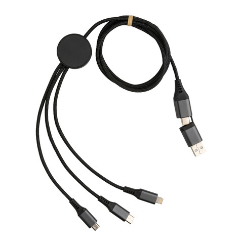 Terra 120cm 6-in-1-Kabel aus RCS recyceltem Aluminium grau bedrucken, Art.-Nr. P302.682