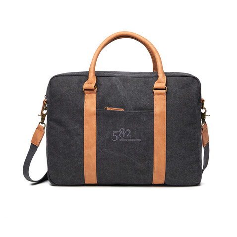 VINGA Bosler Computertasche aus RCS recyceltem Canvas schwarz bedrucken, Art.-Nr. 522319