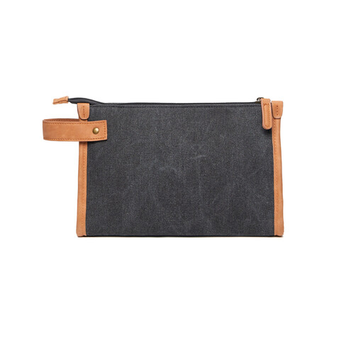 VINGA Bosler Kulturbeutel aus GRS recyceltem Canvas schwarz bedrucken, Art.-Nr. 522419