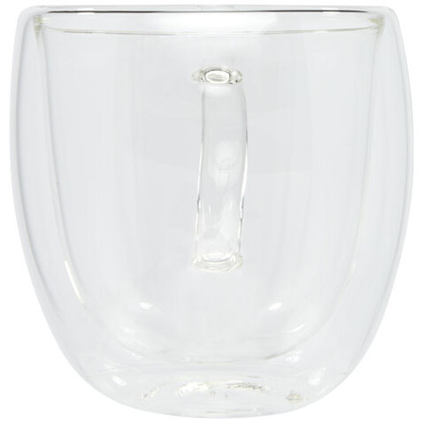 Manti 2-teiliger 250 ml doppelwandiger Glasbecher mit Bambusuntersetzer, transparent, natural bedrucken, Art.-Nr. 11331501