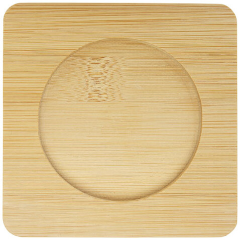Manti 2-teiliger 250 ml doppelwandiger Glasbecher mit Bambusuntersetzer, transparent, natural bedrucken, Art.-Nr. 11331501